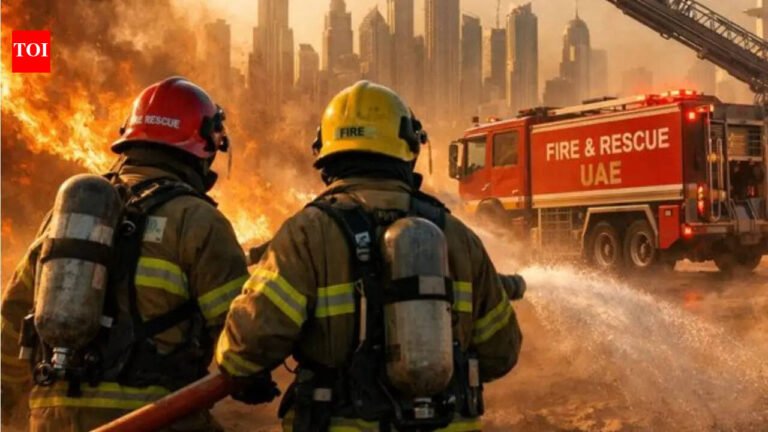 Abu Dhabi Emergency: Fire breaks out at Al Mushrif construction site, police and civil defense personnel arrive