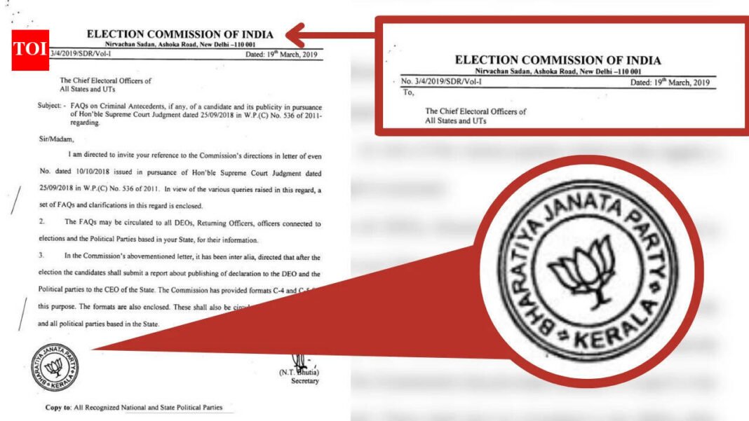 EC round with BJP seal? Poll panel calls it ‘clerical error’ in clarification