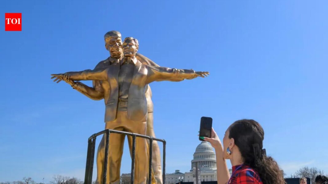 ‘King of the World’ statues of Trump and Epstein appear near US Capitol