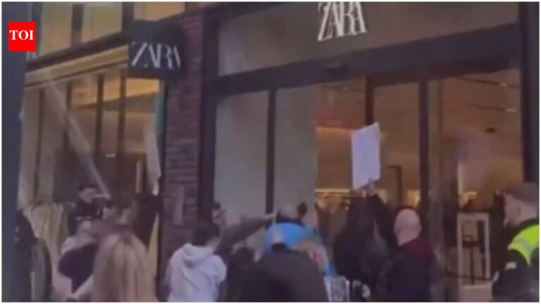 ‘Shame on you’: Zara protests outside Bristol UK after girl attacked by group