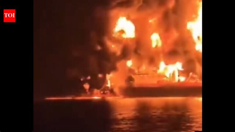 WATCH: Video shows huge fire after tanker explodes off the coast of Basra, Iraq