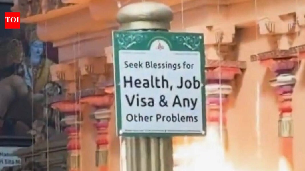 ‘First thing I saw’: TPUSA reporter ‘shocked’ by ‘work visa’ blessing sign inside Texas Hindu temple