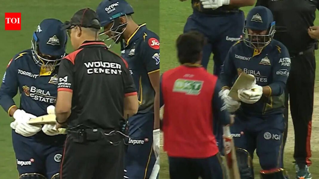 IPL mid-match drama: Tewatia forced to change bat during PBKS vs GT – Watch