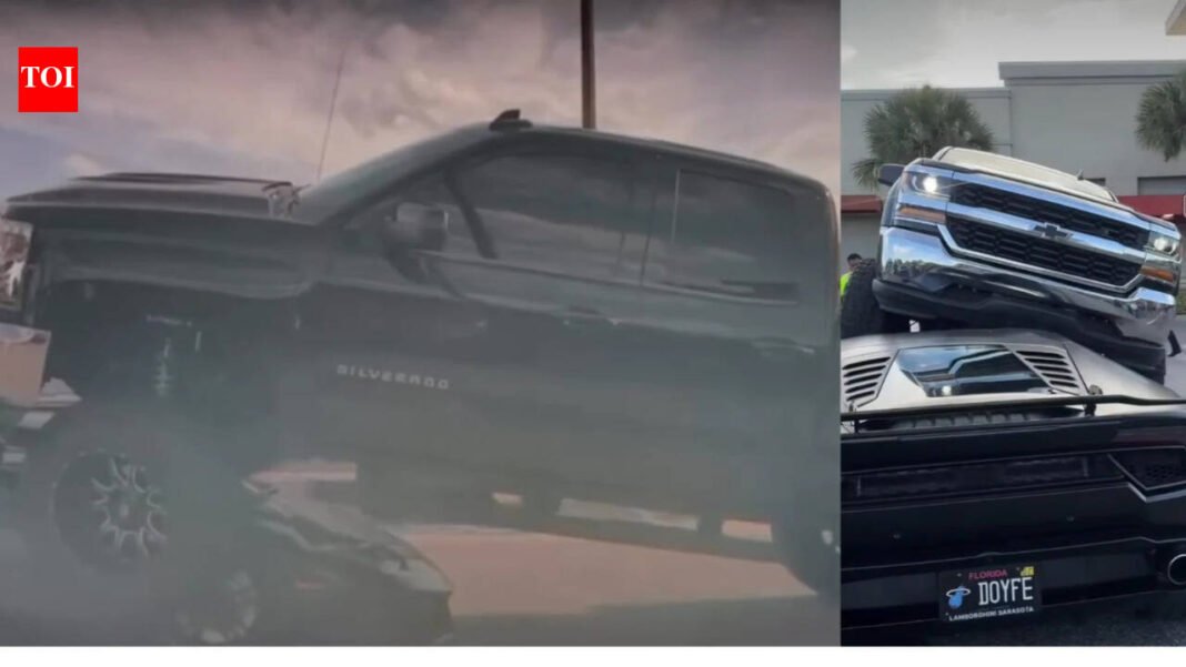 Video of Florida woman driving pickup truck over Lamborghini in parking lot goes viral: 'Insurance companies are angry'

