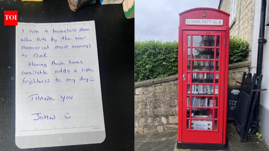 ‘Adds a little brightness to my day’: Heartfelt message left by homeless man at UK countryside library goes viral