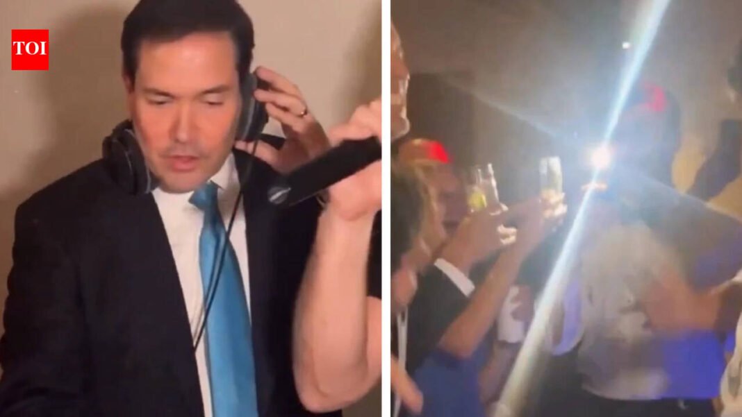 'Secretary of Everything': Marco Rubio DJ at wedding wearing headphones, leaning over deck in viral video

