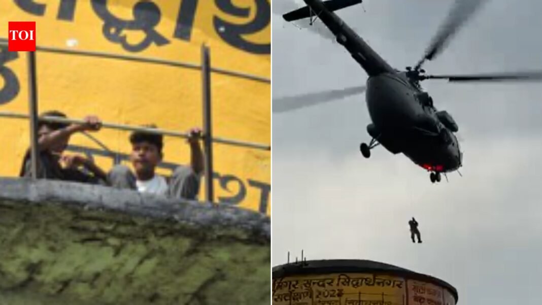UP water tank tragedy: One killed and two injured while filming reel; Indian Air Force helicopter rescues trapped children
