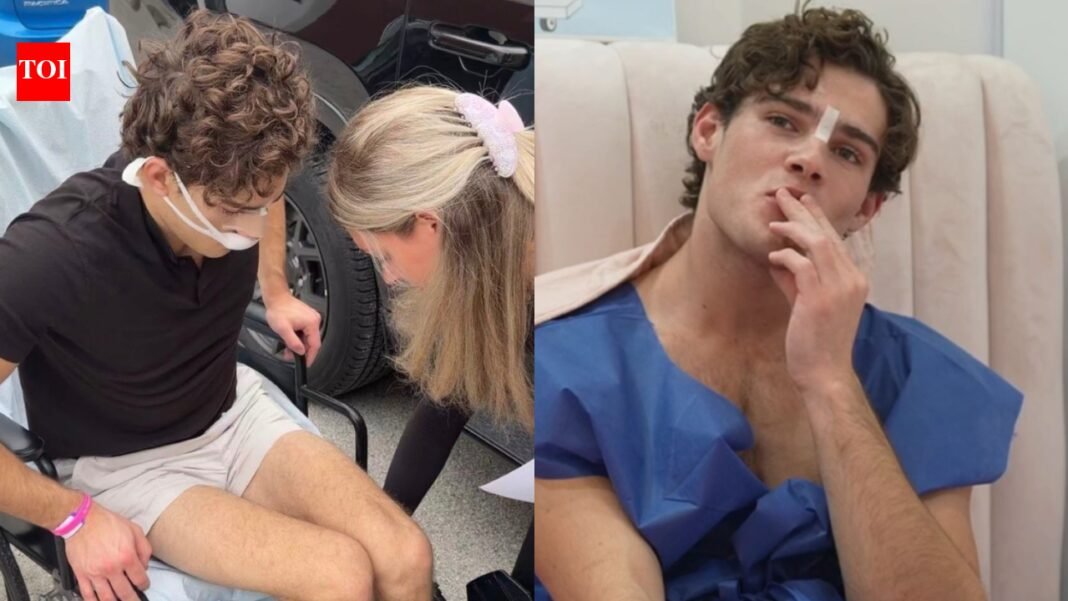 ‘A brother in a wheelchair?’: Collarbone rhinoplasty recovery photos spark speculation about leg lengthening surgery