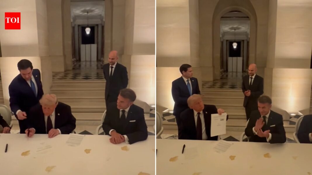 In Video: Donald Trump says 'it won't be easy' as he signs US-Iran peace deal memorandum of understanding during dinner with Macron at G7 summit in Versailles

