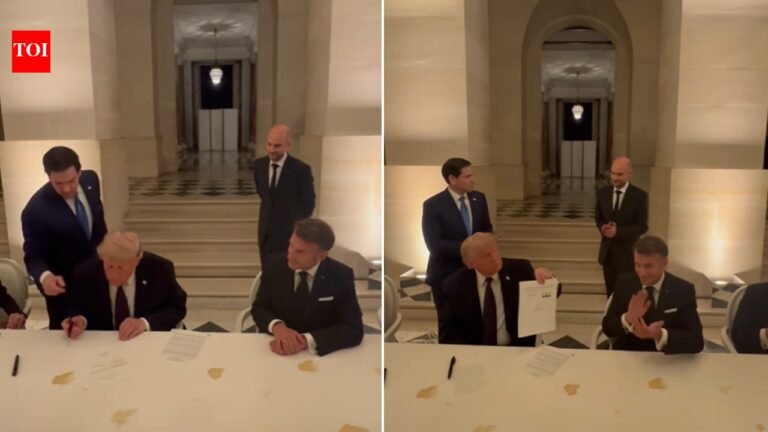 In Video: Donald Trump says ‘it won’t be easy’ as he signs US-Iran peace deal memorandum of understanding during dinner with Macron at G7 summit in Versailles
