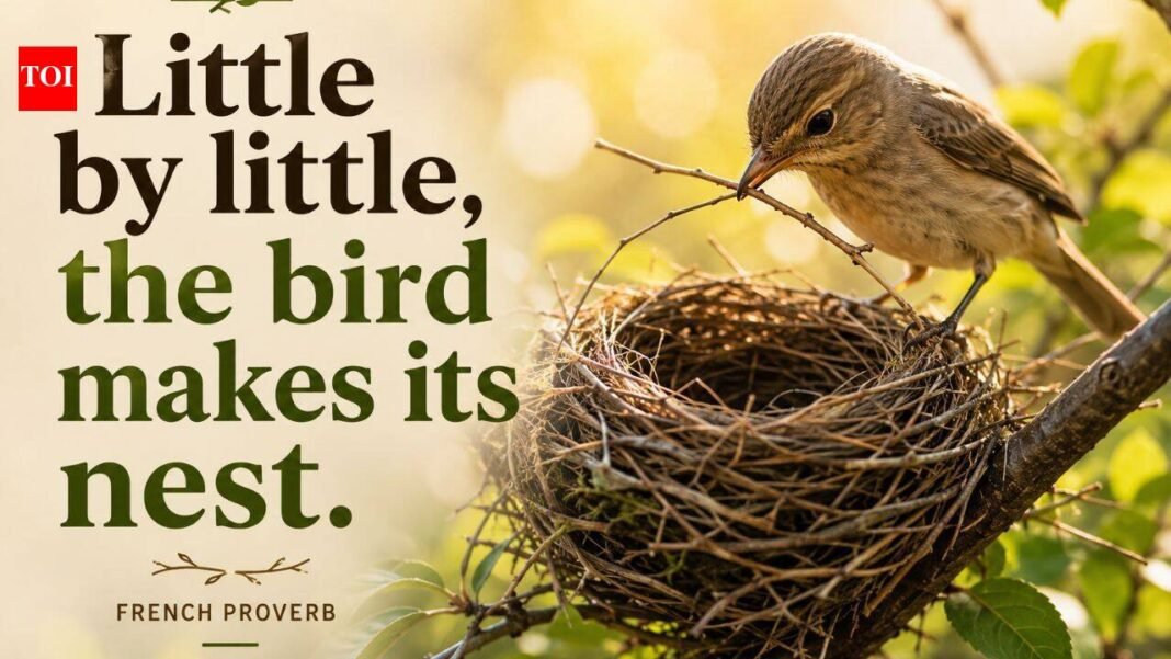 Today’s French proverb: “Little by little, a bird builds its nest”—a lesson in why slow, steady effort builds the strongest foundations


